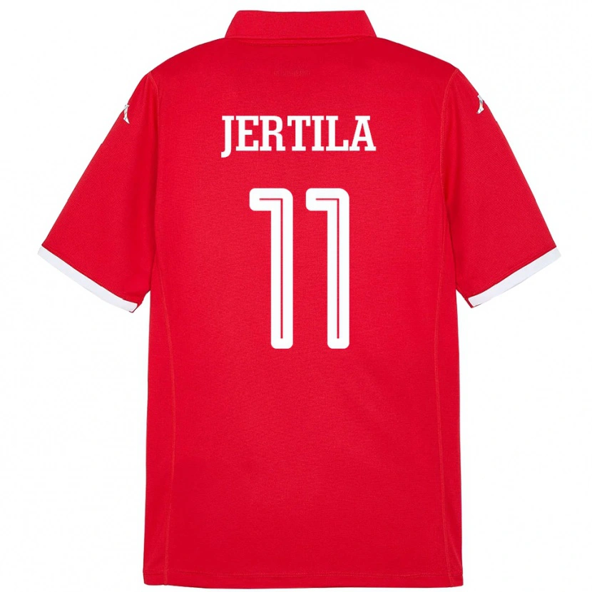 Danxen Enfant Maillot Tunisie Hedi Jertila #11 Rouge Tenues Domicile 24-26 T-Shirt