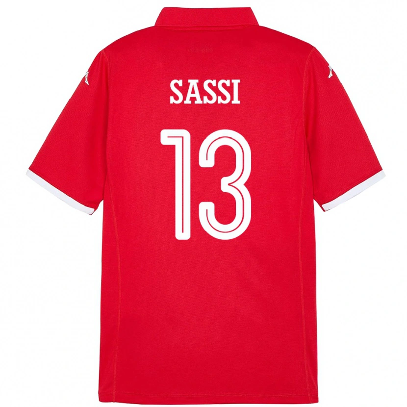 Danxen Enfant Maillot Tunisie Ferjani Sassi #13 Rouge Tenues Domicile 24-26 T-Shirt