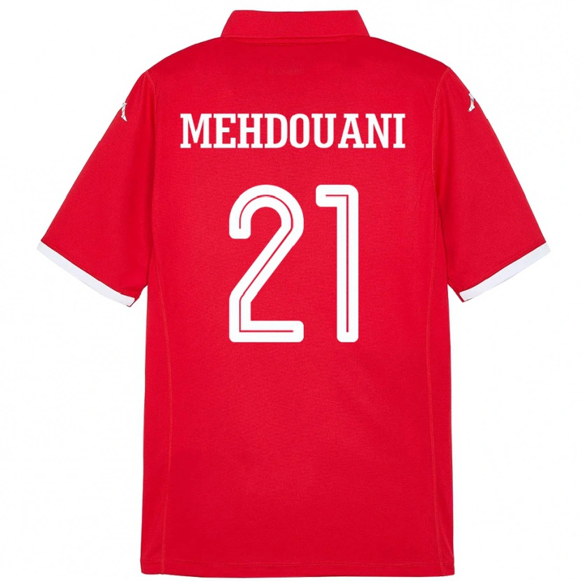 Danxen Enfant Maillot Tunisie Firas Mehdouani #21 Rouge Tenues Domicile 24-26 T-Shirt