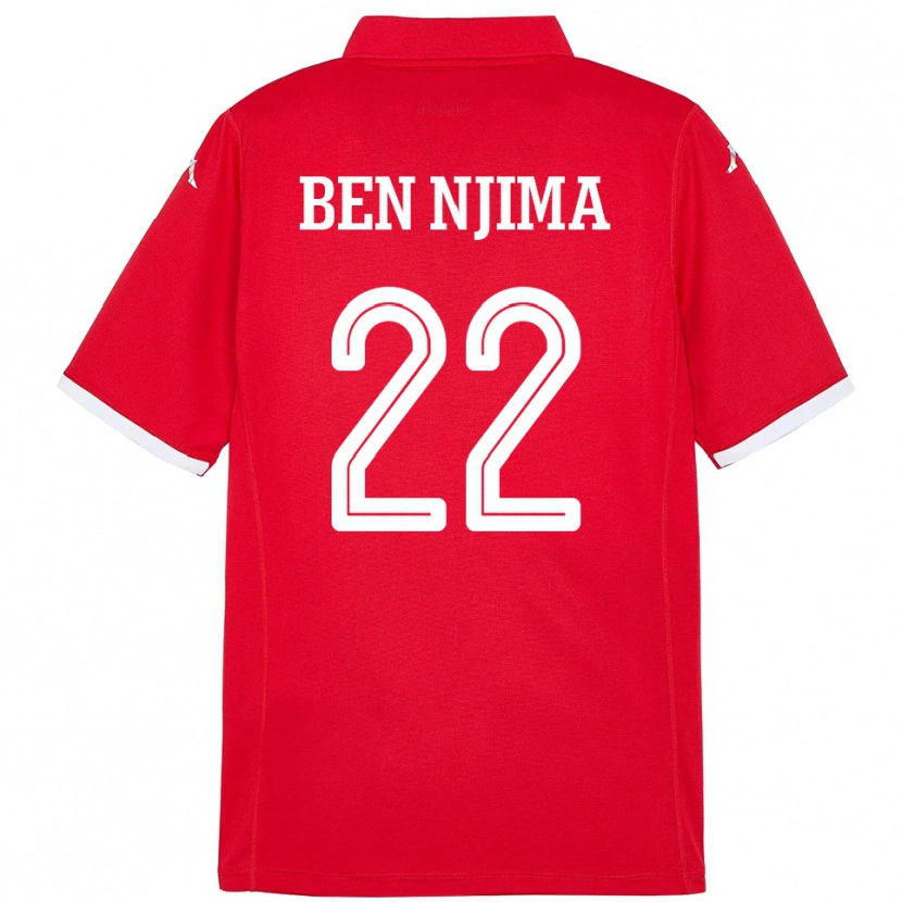 Danxen Enfant Maillot Tunisie Firas Ben Njima #22 Rouge Tenues Domicile 24-26 T-Shirt