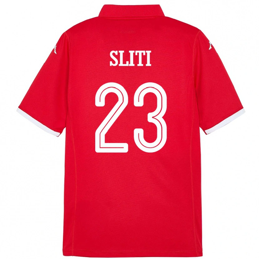 Danxen Enfant Maillot Tunisie Naim Sliti #23 Rouge Tenues Domicile 24-26 T-Shirt