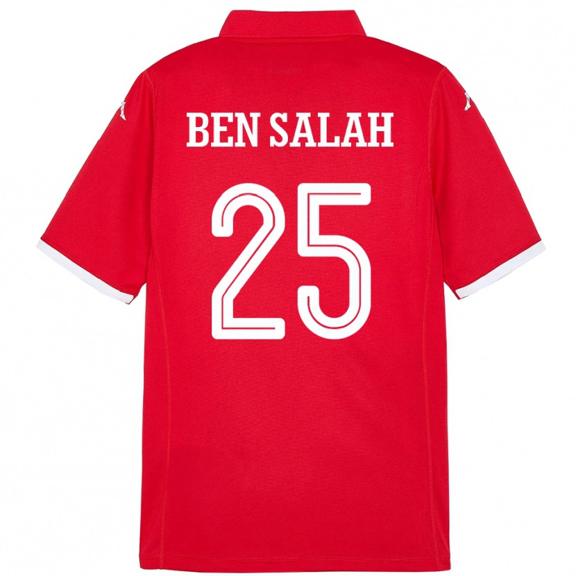 Danxen Enfant Maillot Tunisie Heni Ben Salah #25 Rouge Tenues Domicile 24-26 T-Shirt