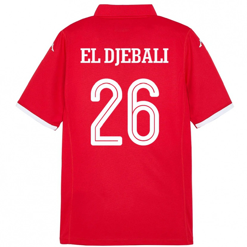 Danxen Enfant Maillot Tunisie Chaim El Djebali #26 Rouge Tenues Domicile 24-26 T-Shirt