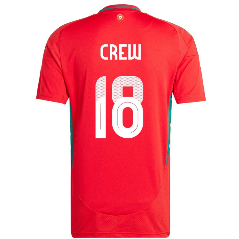 Danxen Enfant Maillot Pays De Galles Charlie Crew #18 Rouge Tenues Domicile 24-26 T-Shirt