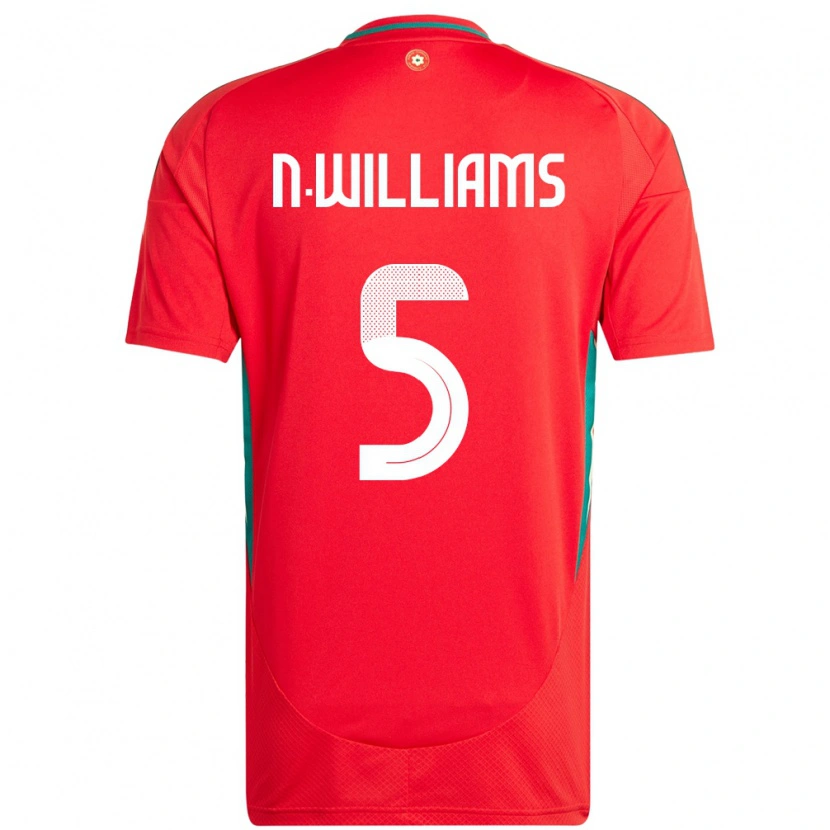 Danxen Enfant Maillot Pays De Galles Noah Williams #5 Rouge Tenues Domicile 24-26 T-Shirt