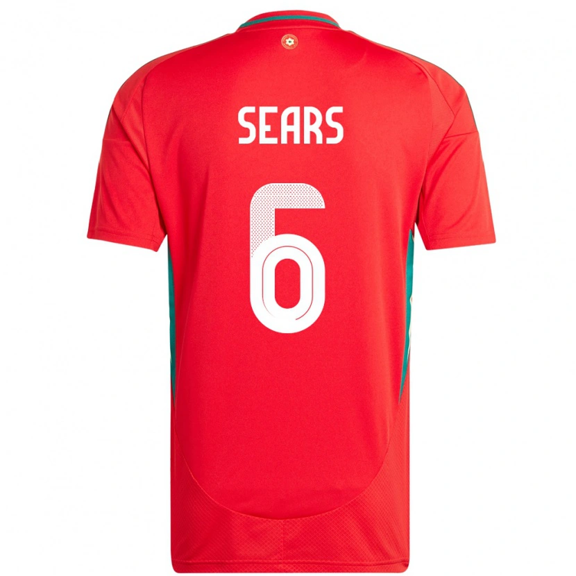 Danxen Enfant Maillot Pays De Galles Ryan Sears #6 Rouge Tenues Domicile 24-26 T-Shirt