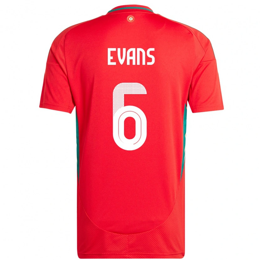 Danxen Enfant Maillot Pays De Galles Louis Evans #6 Rouge Tenues Domicile 24-26 T-Shirt