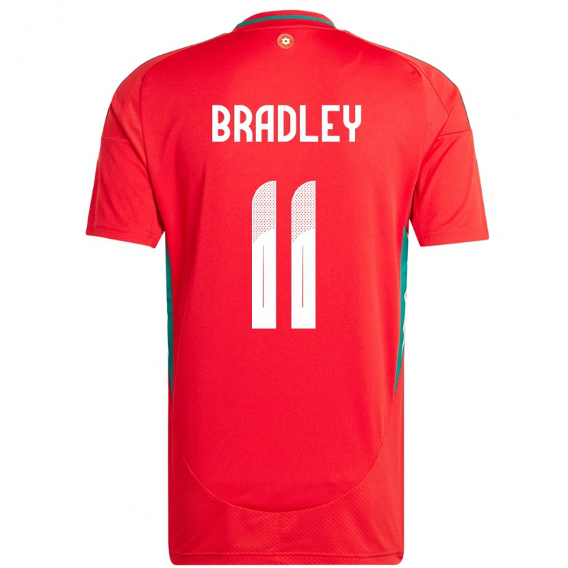 Danxen Enfant Maillot Pays De Galles Sion Bradley #11 Rouge Tenues Domicile 24-26 T-Shirt
