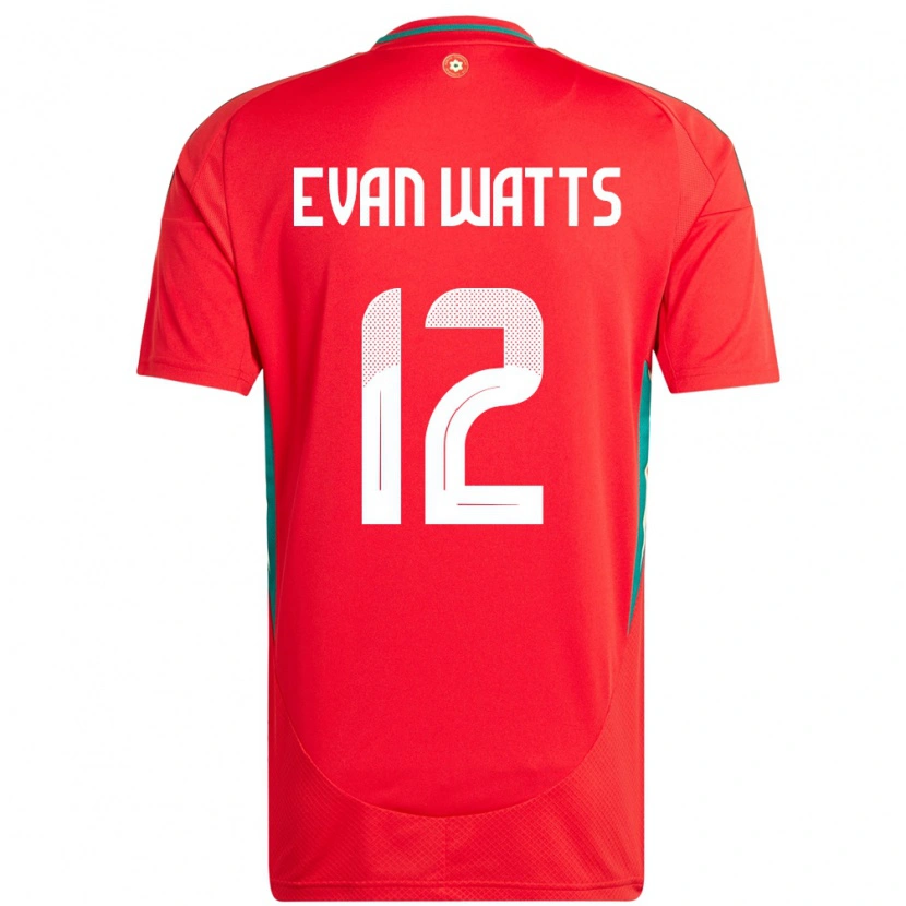 Danxen Enfant Maillot Pays De Galles Evan Watts #12 Rouge Tenues Domicile 24-26 T-Shirt