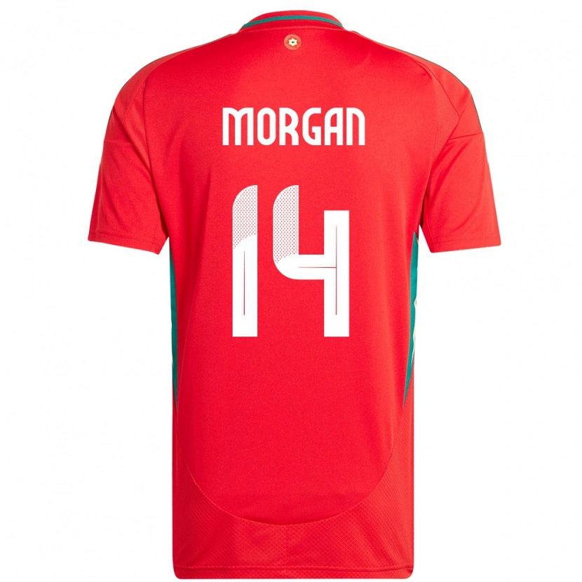 Danxen Enfant Maillot Pays De Galles George Morgan #14 Rouge Tenues Domicile 24-26 T-Shirt