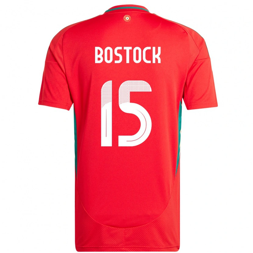 Danxen Enfant Maillot Pays De Galles Oliver Bostock #15 Rouge Tenues Domicile 24-26 T-Shirt