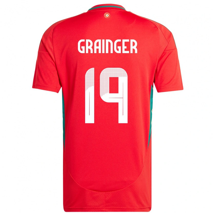 Danxen Enfant Maillot Pays De Galles William Grainger #19 Rouge Tenues Domicile 24-26 T-Shirt