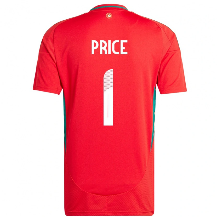 Danxen Enfant Maillot Pays De Galles Jo Price #1 Rouge Tenues Domicile 24-26 T-Shirt