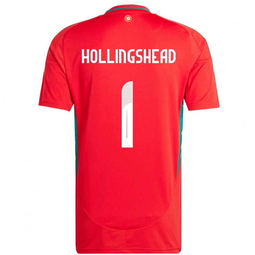 Danxen Enfant Maillot Pays De Galles Ronnie Hollingshead #1 Rouge Tenues Domicile 24-26 T-Shirt