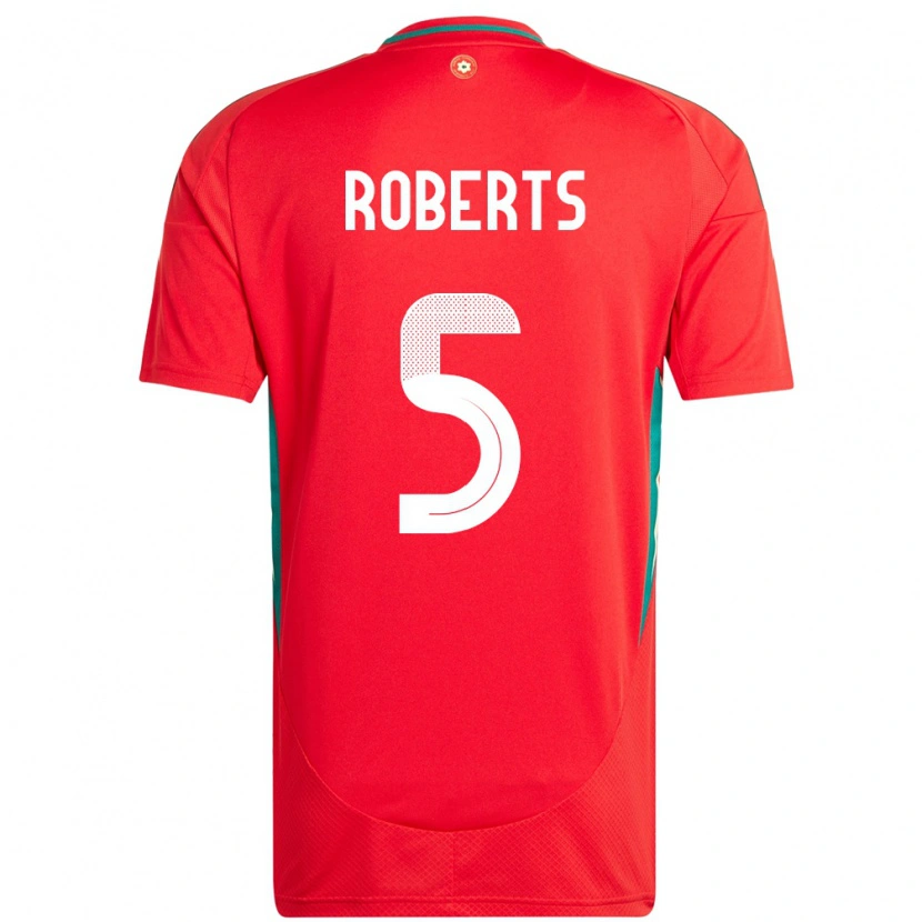 Danxen Enfant Maillot Pays De Galles Rhiannon Roberts #5 Rouge Tenues Domicile 24-26 T-Shirt