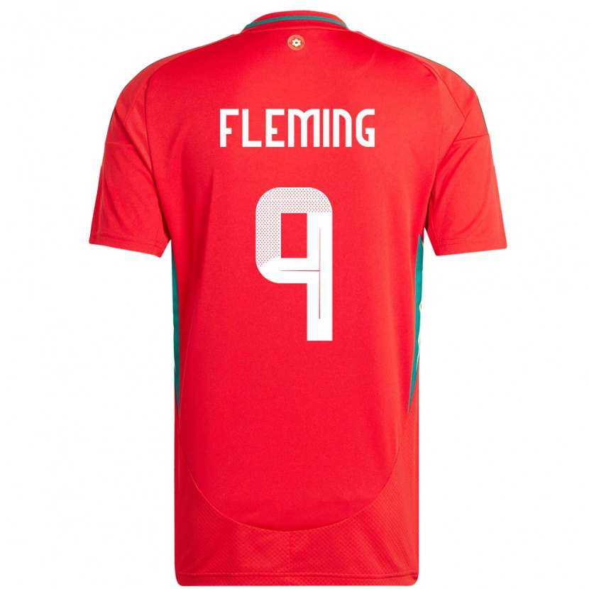 Danxen Enfant Maillot Pays De Galles Cole Fleming #9 Rouge Tenues Domicile 24-26 T-Shirt