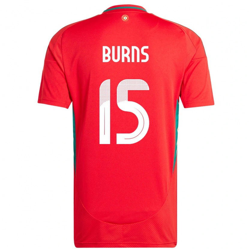 Danxen Enfant Maillot Pays De Galles Wes Burns #15 Rouge Tenues Domicile 24-26 T-Shirt