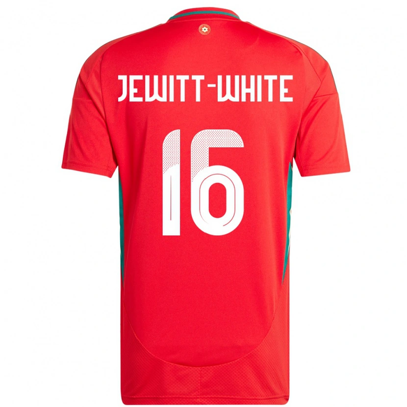 Danxen Enfant Maillot Pays De Galles Harry Jewitt White #16 Rouge Tenues Domicile 24-26 T-Shirt