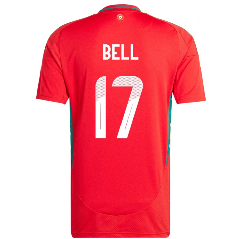 Danxen Enfant Maillot Pays De Galles Zac Bell #17 Rouge Tenues Domicile 24-26 T-Shirt