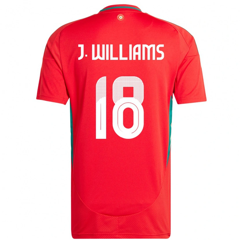Danxen Enfant Maillot Pays De Galles Jonathan Williams #18 Rouge Tenues Domicile 24-26 T-Shirt