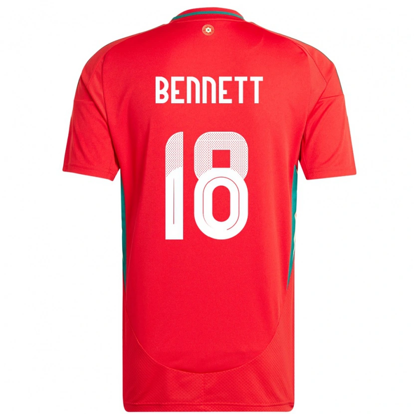 Danxen Enfant Maillot Pays De Galles Murphy Bennett #18 Rouge Tenues Domicile 24-26 T-Shirt