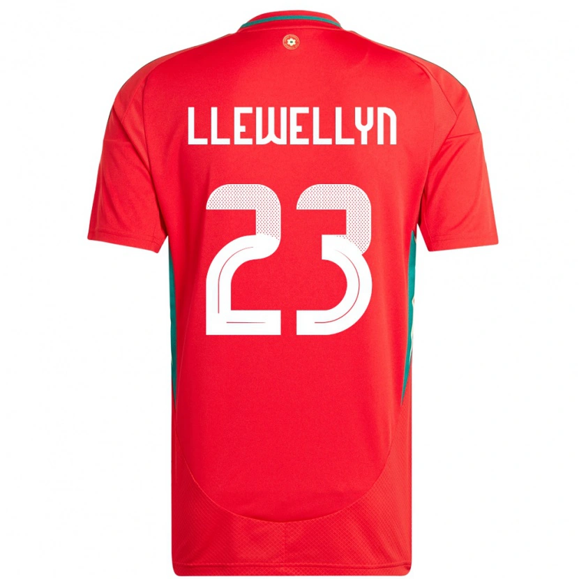 Danxen Enfant Maillot Pays De Galles Ffion Llewellyn #23 Rouge Tenues Domicile 24-26 T-Shirt