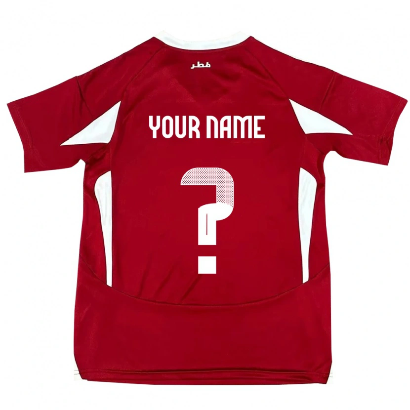 Danxen Enfant Maillot Qatar Votre Nom #0 Rouge Tenues Domicile 24-26 T-Shirt