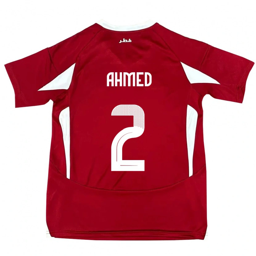 Danxen Enfant Maillot Qatar Hazem Ahmed #2 Rouge Tenues Domicile 24-26 T-Shirt