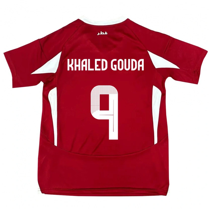 Danxen Enfant Maillot Qatar Mohamed Khaled Gouda #9 Rouge Tenues Domicile 24-26 T-Shirt