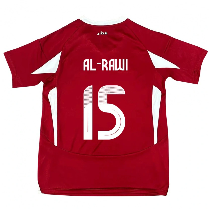 Danxen Enfant Maillot Qatar Bassam Al-Rawi #15 Rouge Tenues Domicile 24-26 T-Shirt
