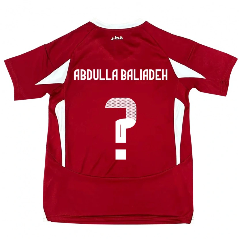 Danxen Enfant Maillot Qatar Yousef Abdulla Baliadeh #0 Rouge Tenues Domicile 24-26 T-Shirt