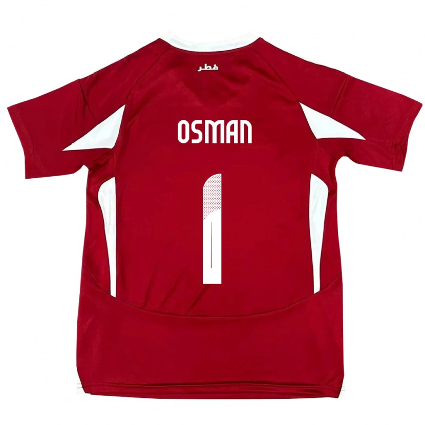 Danxen Enfant Maillot Qatar Abubaker Osman #1 Rouge Tenues Domicile 24-26 T-Shirt