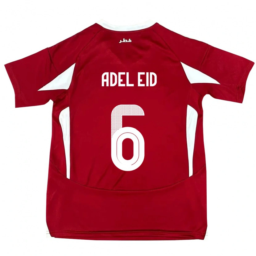 Danxen Enfant Maillot Qatar Bassam Adel Eid #6 Rouge Tenues Domicile 24-26 T-Shirt