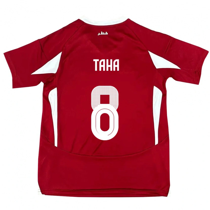 Danxen Enfant Maillot Qatar Moath Taha #8 Rouge Tenues Domicile 24-26 T-Shirt