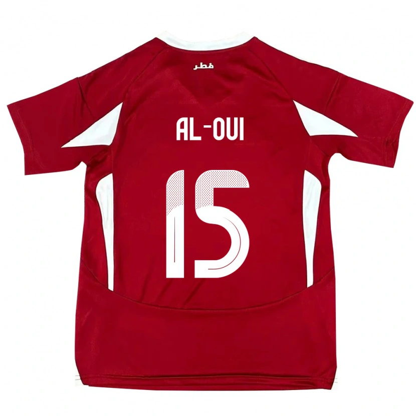 Danxen Enfant Maillot Qatar Ayoub Al-Oui #15 Rouge Tenues Domicile 24-26 T-Shirt
