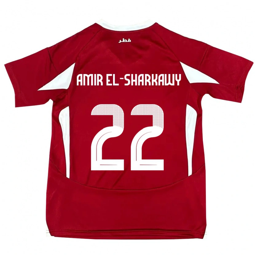 Danxen Enfant Maillot Qatar Galal Amir El-Sharkawy #22 Rouge Tenues Domicile 24-26 T-Shirt