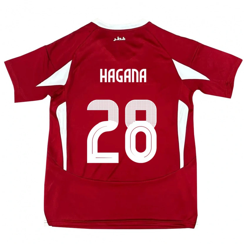 Danxen Enfant Maillot Qatar Ahmed Hagana #28 Rouge Tenues Domicile 24-26 T-Shirt