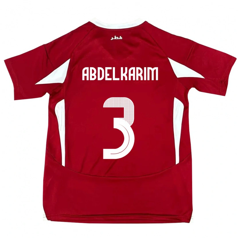 Danxen Enfant Maillot Qatar Abdelkarim Hassan #3 Rouge Tenues Domicile 24-26 T-Shirt