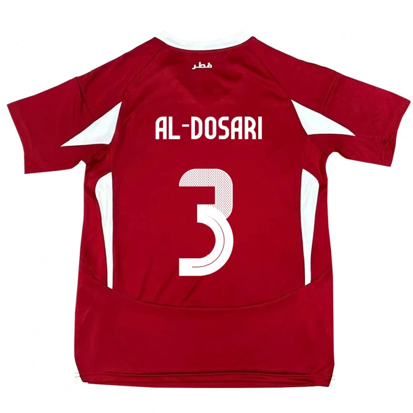 Danxen Enfant Maillot Qatar Dana Al Dosari #3 Rouge Tenues Domicile 24-26 T-Shirt