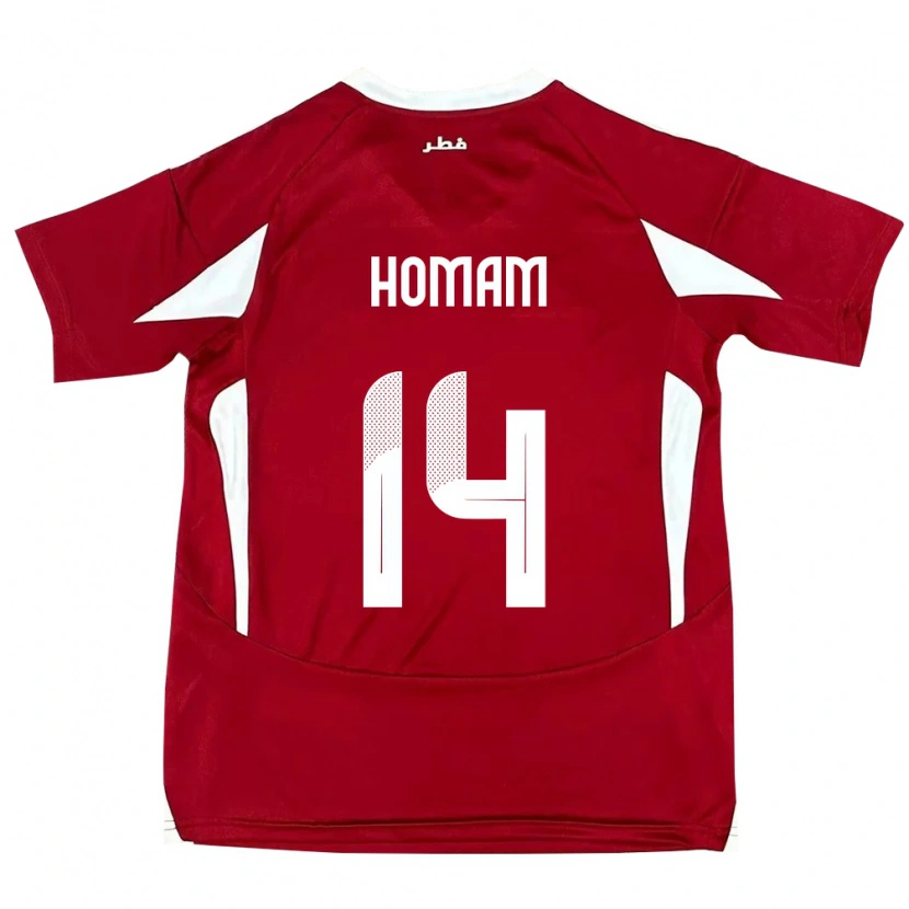 Danxen Enfant Maillot Qatar Homam Ahmed #14 Rouge Tenues Domicile 24-26 T-Shirt