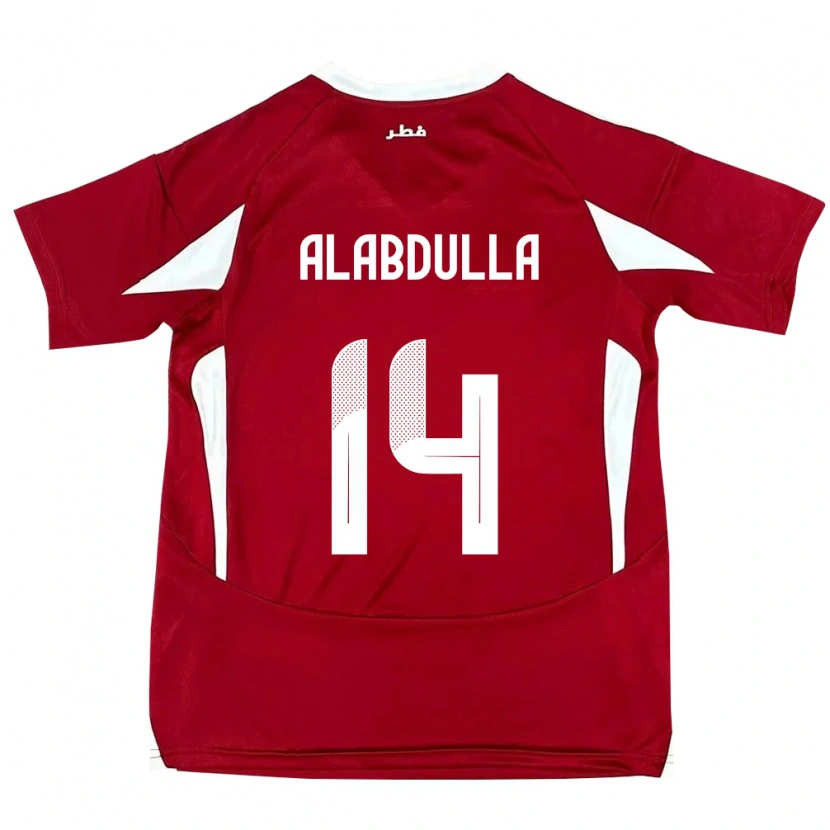 Danxen Enfant Maillot Qatar Moudhi Alabdulla #14 Rouge Tenues Domicile 24-26 T-Shirt