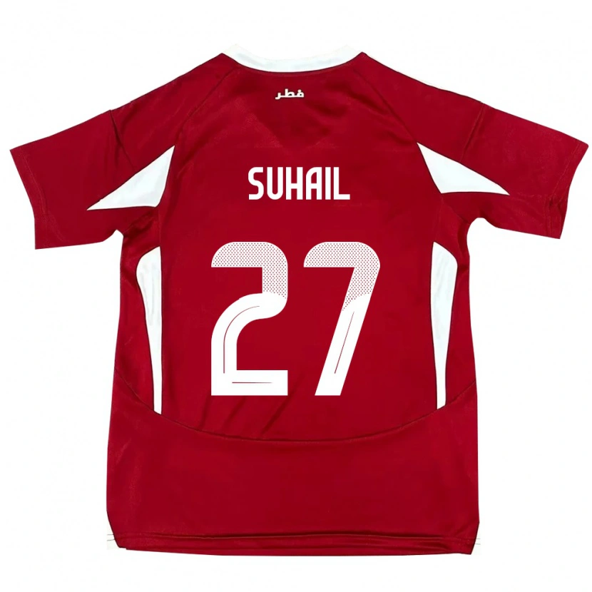 Danxen Enfant Maillot Qatar Ahmed Suhail #27 Rouge Tenues Domicile 24-26 T-Shirt