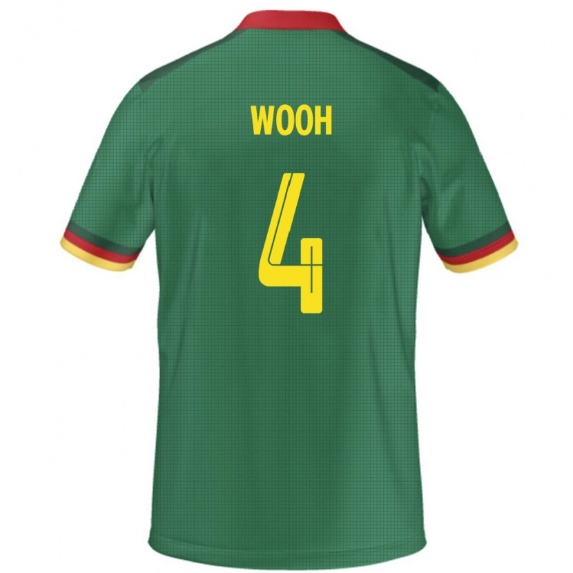 Danxen Enfant Maillot Cameroun Christopher Wooh #4 Vert Tenues Domicile 24-26 T-Shirt