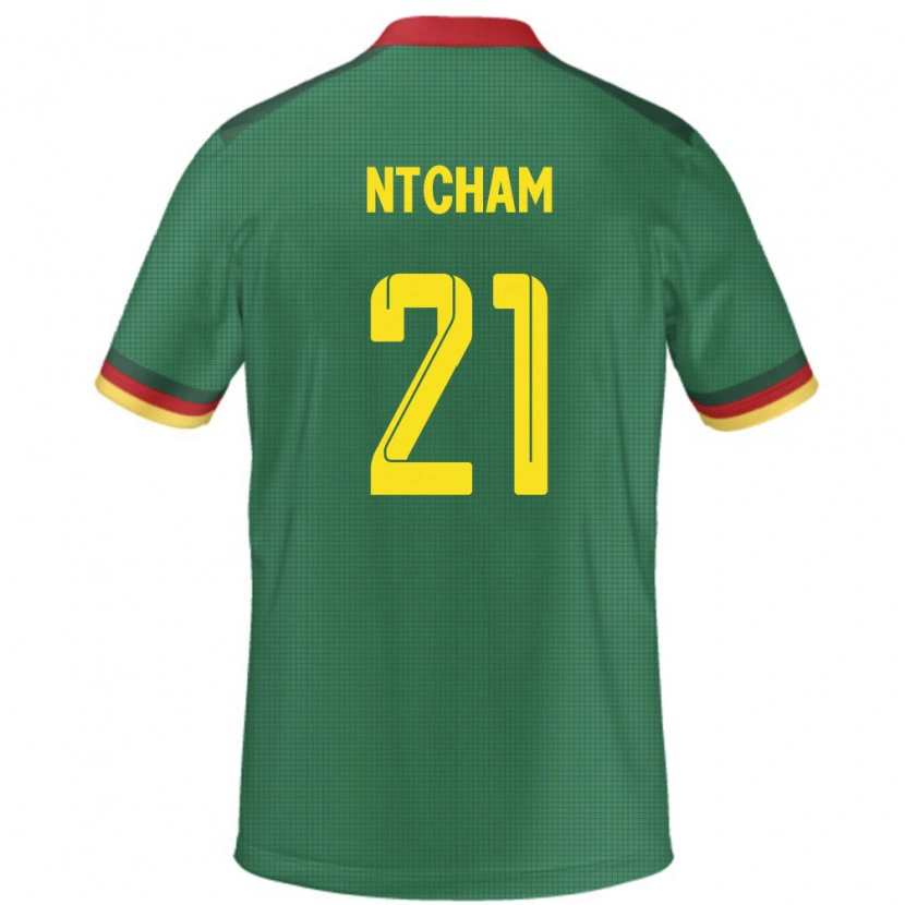 Danxen Enfant Maillot Cameroun Olivier Ntcham #21 Vert Tenues Domicile 24-26 T-Shirt