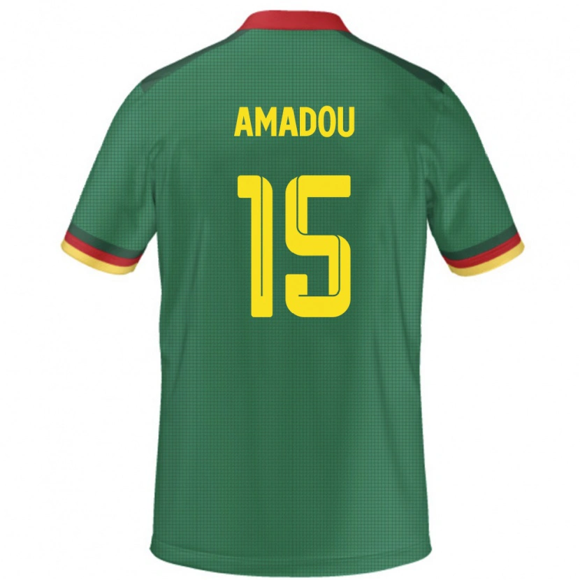 Danxen Enfant Maillot Cameroun Daouda Amadou #15 Vert Tenues Domicile 24-26 T-Shirt