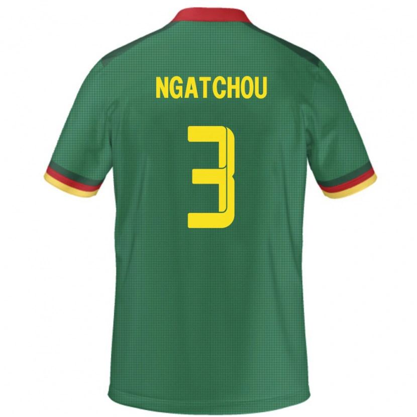 Danxen Enfant Maillot Cameroun Ricky Ngatchou Kamtchouang #3 Vert Tenues Domicile 24-26 T-Shirt