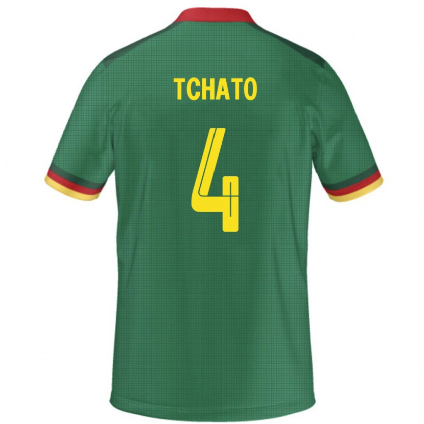 Danxen Enfant Maillot Cameroun Enzo Tchato #4 Vert Tenues Domicile 24-26 T-Shirt