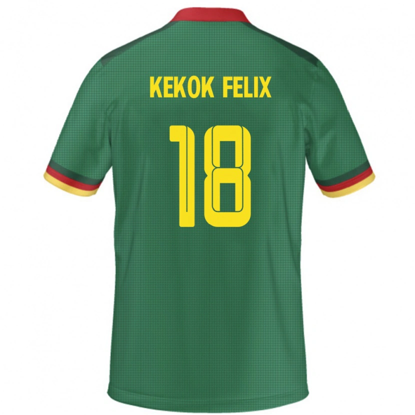 Danxen Enfant Maillot Cameroun Ndifor Kekok Felix #18 Vert Tenues Domicile 24-26 T-Shirt