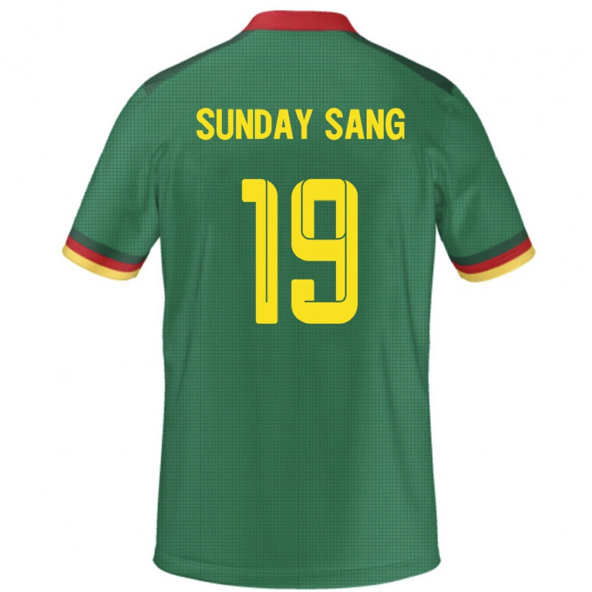 Danxen Enfant Maillot Cameroun Junior Sunday Sang #19 Vert Tenues Domicile 24-26 T-Shirt