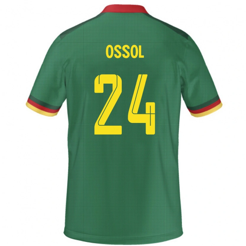 Danxen Enfant Maillot Cameroun Kevine Ossol #24 Vert Tenues Domicile 24-26 T-Shirt